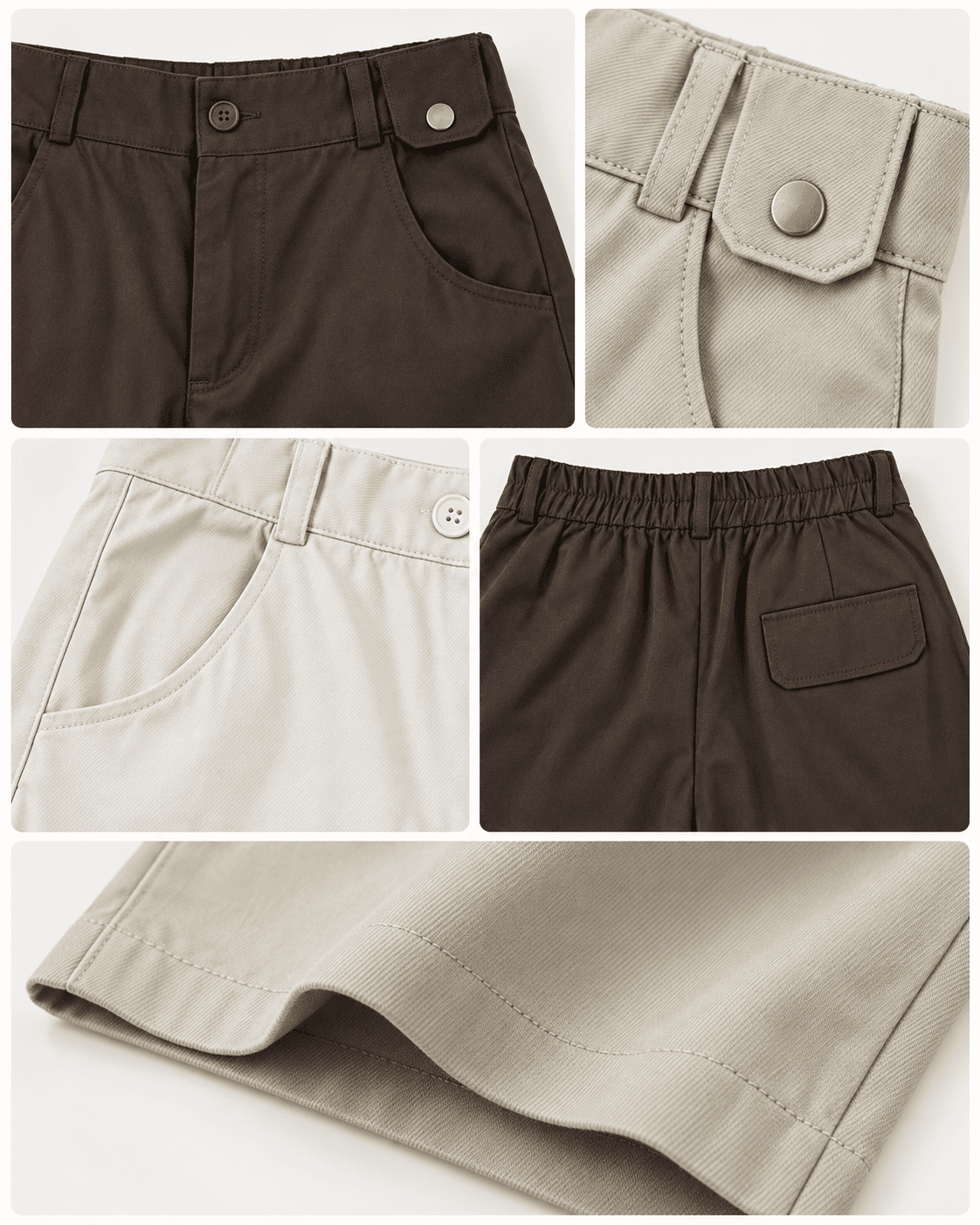 Cận cảnh chi tiết cạp, đai cúc và đường may quần Baggy 3091
